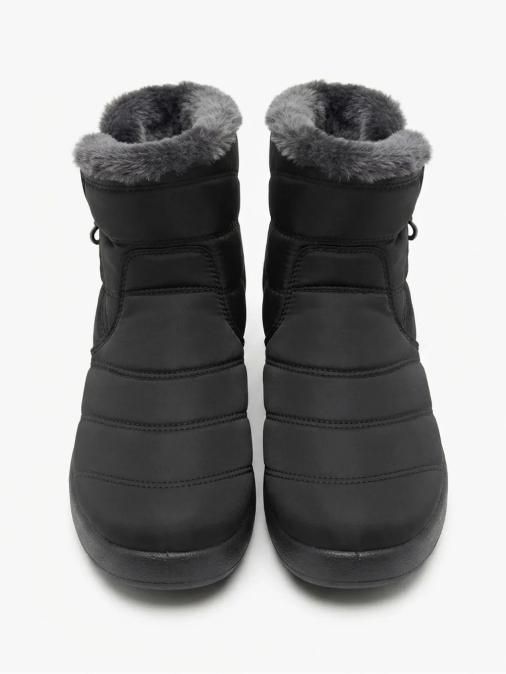 Women's Black Winter Ankle Snow Boots with Faux Fur Lining